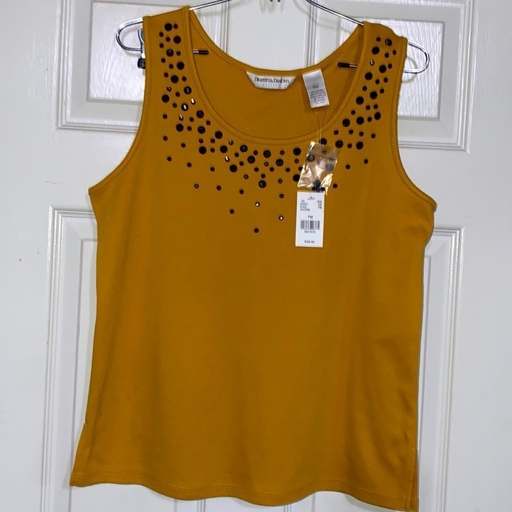 Drapers & Damons Petites Gold Tank Top with Beads